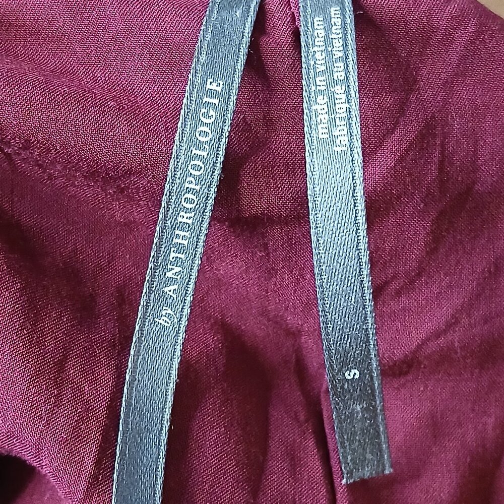 Anthropologie Toulon Pleated Mini Dress Burgundy Size Small - Picture 7 of 9